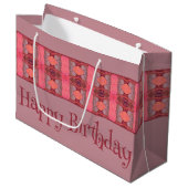 Mauve und Peach Gemustert Designer Große Geschenktüte (Vorderseite Schrägansicht)