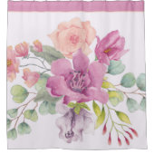 Mauve und pfirsichfarbene Blüten Duschvorhang (Vorderseite)
