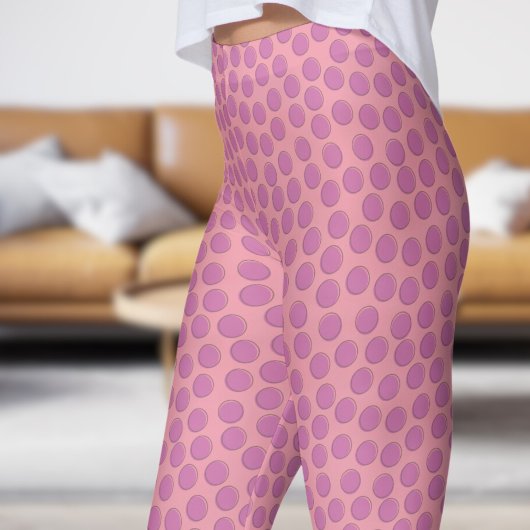 Mauve und Pink Polka Dot Pattern Leggings