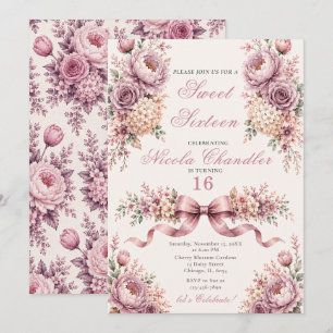 Mauve und Roségold Sweet Sixteen Einladung