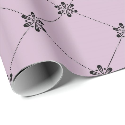 Mauve und Schwarz Vintages Muster Geschenkpapier (Rolleneckpunkt)