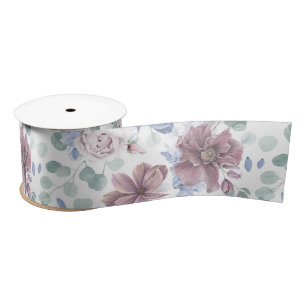 Mauve und staubblaue Blumen Botanik Satinband