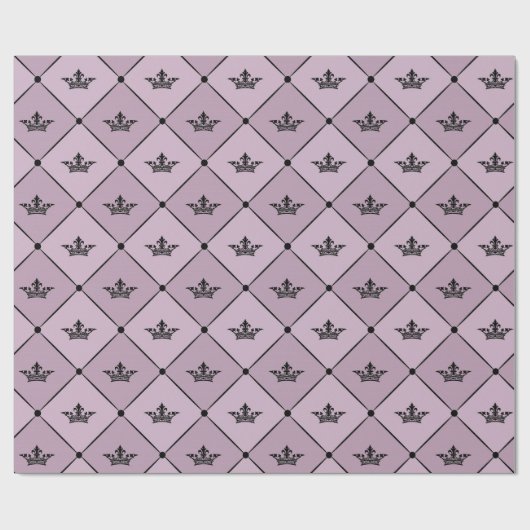 Mauve und Vintage Kronen-Muster Geschenkpapier (Flach)