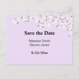Mauve- und Weißblüten Save the Date Ankündigungspostkarte