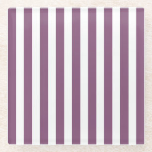 Mauve und weiße Streifen Glasuntersetzer