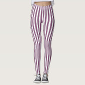 Mauve und weiße Streifen Leggings (Vorderseite)