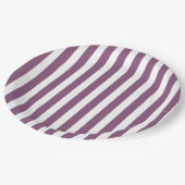 Mauve und weiße Streifen Pappteller (Schrägansicht)