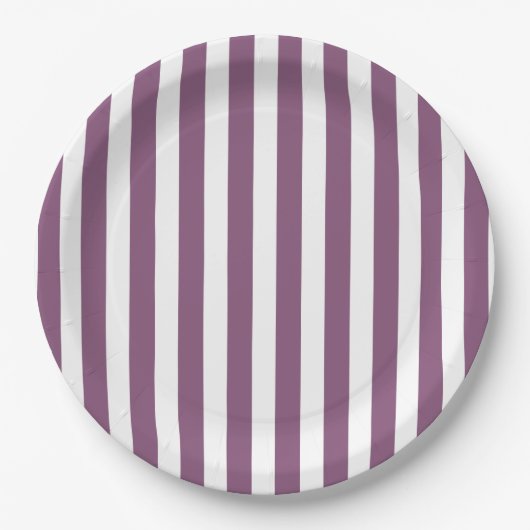 Mauve und weiße Streifen Pappteller (Vorderseite)