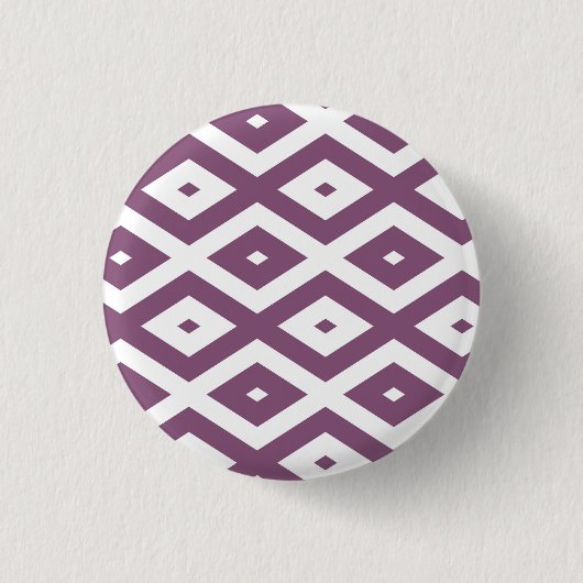 Mauve und weißes Diamantmuster Button (Vorderseite)