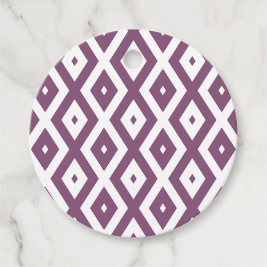 Mauve und weißes Diamantmuster Geschenkanhänger (Vorderseite)