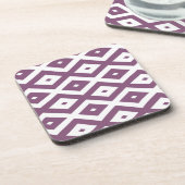 Mauve und weißes Diamantmuster Getränkeuntersetzer (Linke Seite)