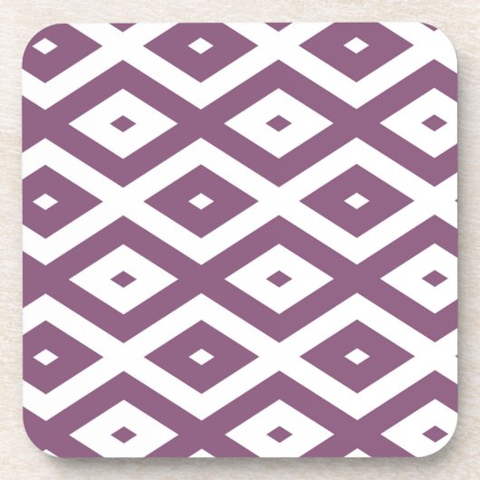 Mauve und weißes Diamantmuster Getränkeuntersetzer (Vorderseite)