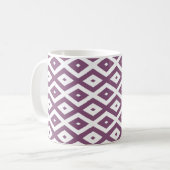 Mauve und weißes Diamantmuster Kaffeetasse (Vorderseite Links)