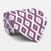 Mauve und weißes Diamantmuster Krawatte (Gerollt)