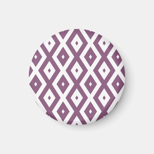 Mauve und weißes Diamantmuster Magnet (Vorne)