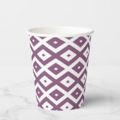 Mauve und weißes Diamantmuster Pappbecher (Rückseite)