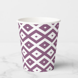 Mauve und weißes Diamantmuster Pappbecher