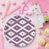 Mauve und weißes Diamantmuster Pappteller (Party)