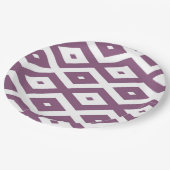 Mauve und weißes Diamantmuster Pappteller (Schrägansicht)
