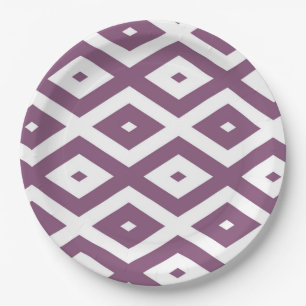 Mauve und weißes Diamantmuster Pappteller