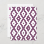 Mauve und weißes Diamantmuster RSVP Karte (Vorne/Hinten)