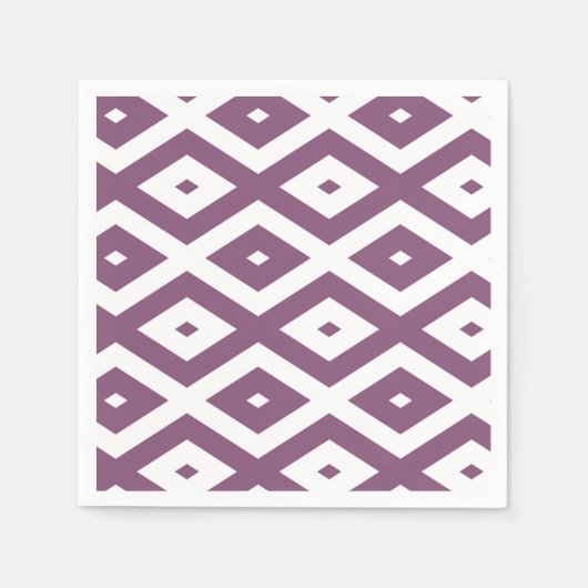 Mauve und weißes Diamantmuster Serviette (Vorderseite)