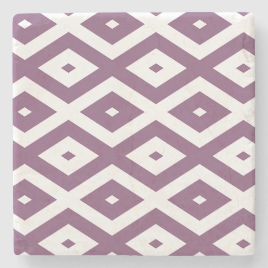 Mauve und weißes Diamantmuster Steinuntersetzer (Vorderseite)