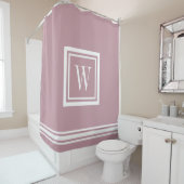 Mauve und White Classic Square Monogramm Duschvorhang (Beispiel)
