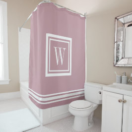 Mauve und White Classic Square Monogramm Duschvorhang