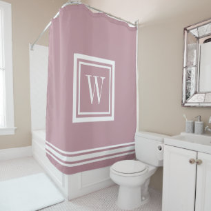 Mauve und White Classic Square Monogramm Duschvorhang
