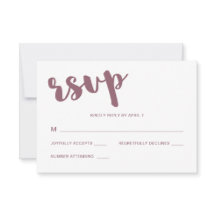 Mauve und White Typografy Wedding Rsvp Response