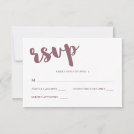 Mauve und White Typografy Wedding Rsvp Response Karte