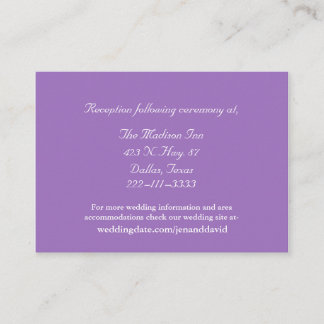Mauve- und White-Wedding-Karten Begleitkarte