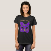 Mauve Venetian Cat Mask Mardi Gras T-Shirt (Vorne ganz)