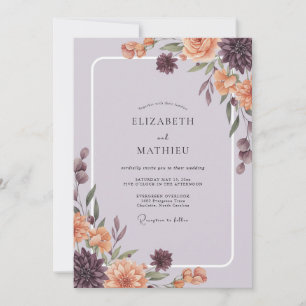 Mauve verbrannte Orange Peony Hochzeit Einladung