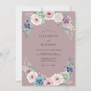 Mauve verlockende Vintage-Hochzeit Einladung