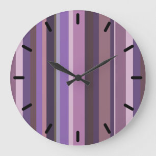 Mauve vertical stripes große wanduhr