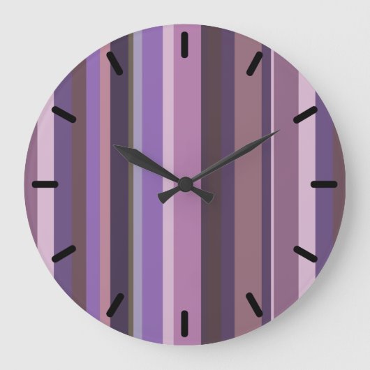 Mauve vertical stripes große wanduhr (Vorderseite)