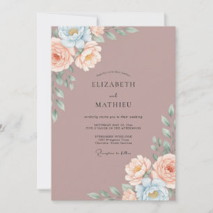 Mauve verzaubernde florale Hochzeit Einladung