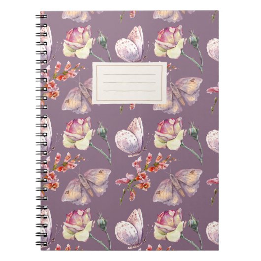 Mauve Vintag Botanical Butterfly Notebook Notizblock (Vorderseite)
