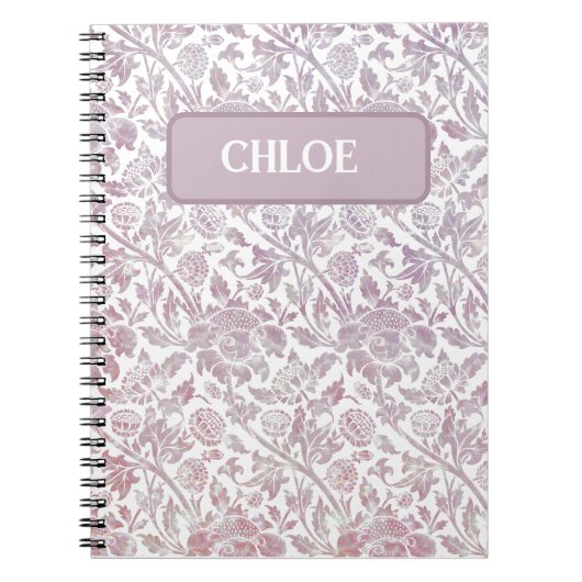 Mauve Vintages botanisches Muster Notizblock (Vorderseite)