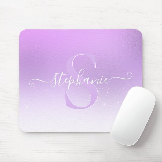 Mauve Violet Shimmer Sparkle Glitzer Monogram Mousepad (Mit Mouse)