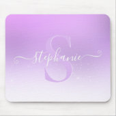 Mauve Violet Shimmer Sparkle Glitzer Monogram Mousepad (Vorne)