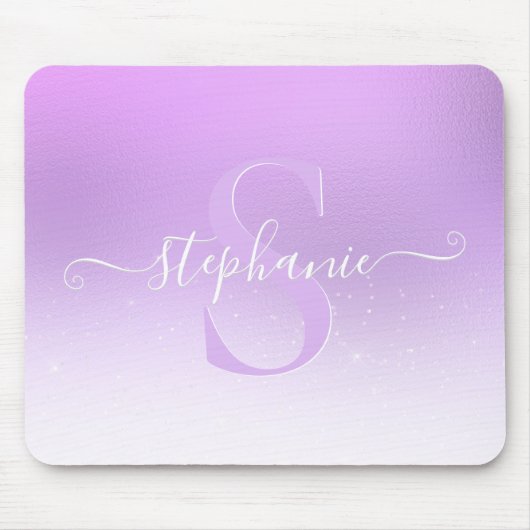Mauve Violet Shimmer Sparkle Glitzer Monogram Mousepad (Vorne)