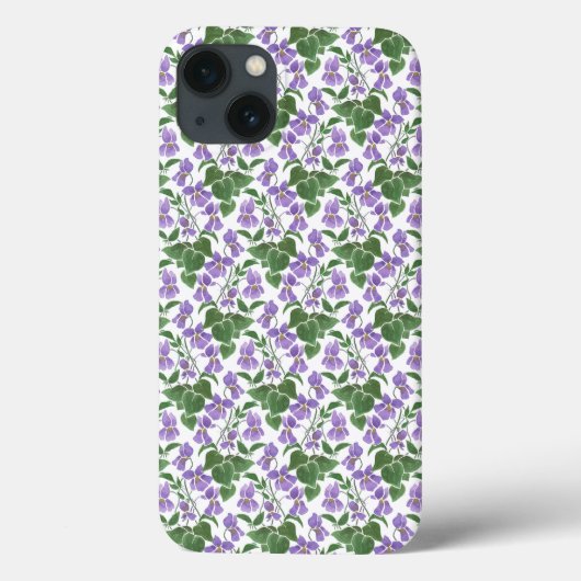 Mauve Violets auf White Floral iPhone 6 Xtreme Fal Case-Mate iPhone Hülle (Rückseite)