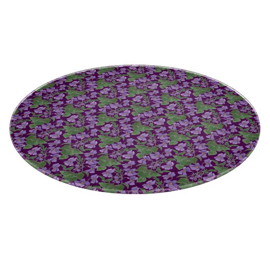 Mauve Violets Blumenmuster Glaszuschnitt Schneidebrett (Ecke)