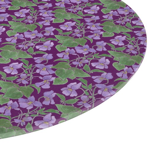 Mauve Violets Blumenmuster Glaszuschnitt Schneidebrett (Ecke)