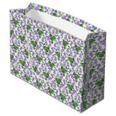 Mauve Violets Blumenmuster Große Geschenktasche Geschenktüte (Rückseite Schrägansicht)