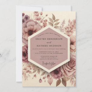 Mauve-Wald-Blütenhochzeit Einladung