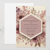Mauve-Wald-Blütenhochzeit Einladung (Vorne/Hinten)